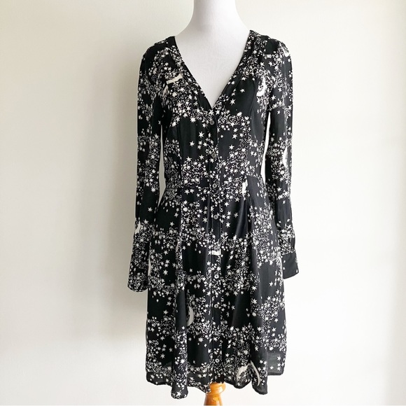 Los Angeles Atelier & Other Stories Size 4 Dress Moon Stars Black Long Sleeve - Picture 1 of 9